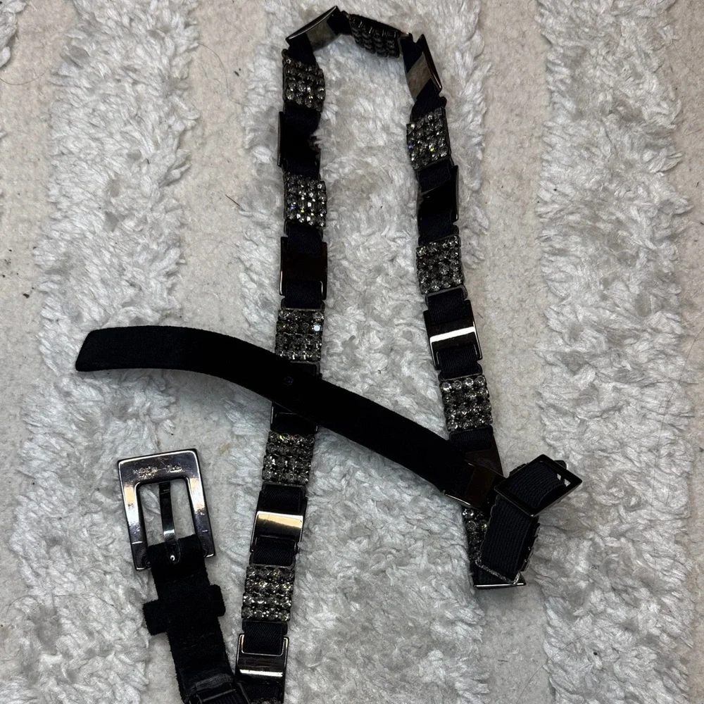 Ibel vintage Black Crystal-Embellished Women's Belt